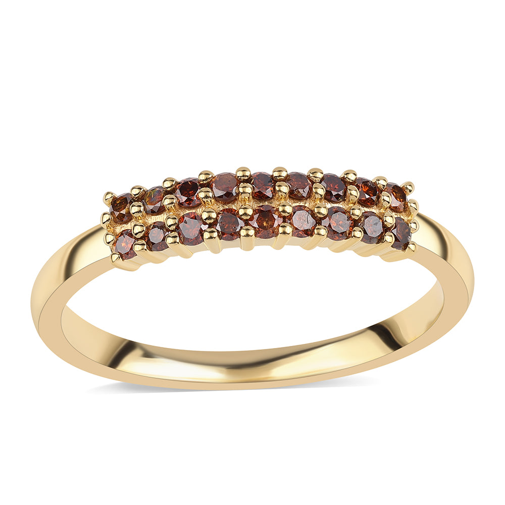 Goldplattierter Silberring mit rotem Diamant 1 