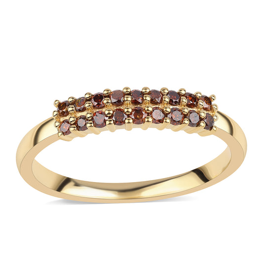 Goldplattierter Silberring mit rotem Diamant