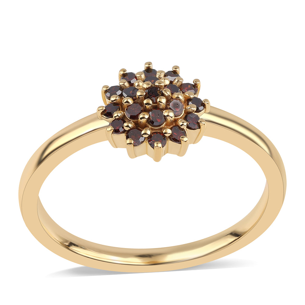 Goldplattierter Silberring mit rotem Diamant