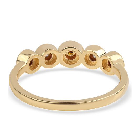 Goldplattierter Silberring mit rotem Diamant und weißem Diamant