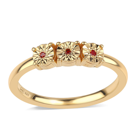Goldplattierter Silberring mit rotem Diamant