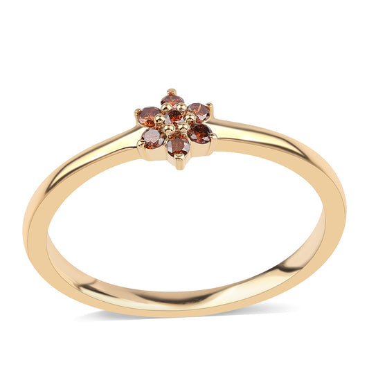 Goldplattierter Silberring mit rotem Diamant