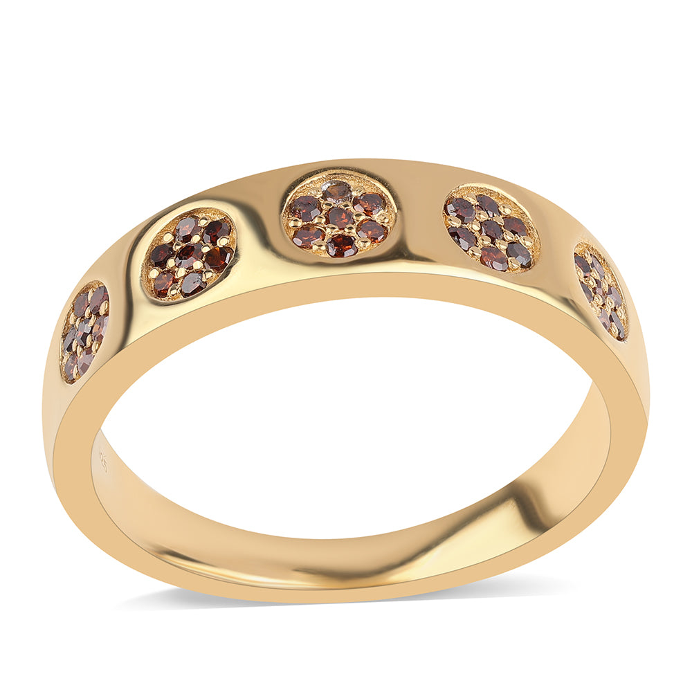 Goldplattierter Silberring mit rotem Diamant 1 