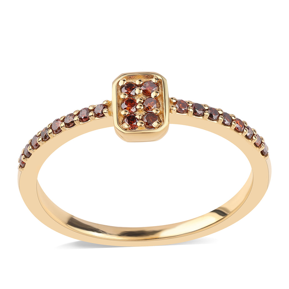 Goldplattierter Silberring mit rotem Diamant 1 