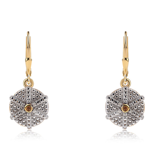 Goldplattierte Silberohrringe mit rotem Diamant und weißem Diamant