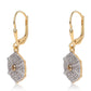 Goldplattierte Silberohrringe mit rotem Diamant und weißem Diamant