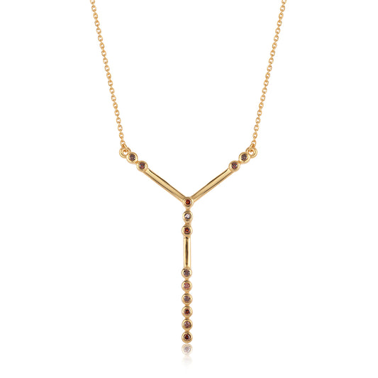Goldplattierte Silberhalskette mit rotem Diamant