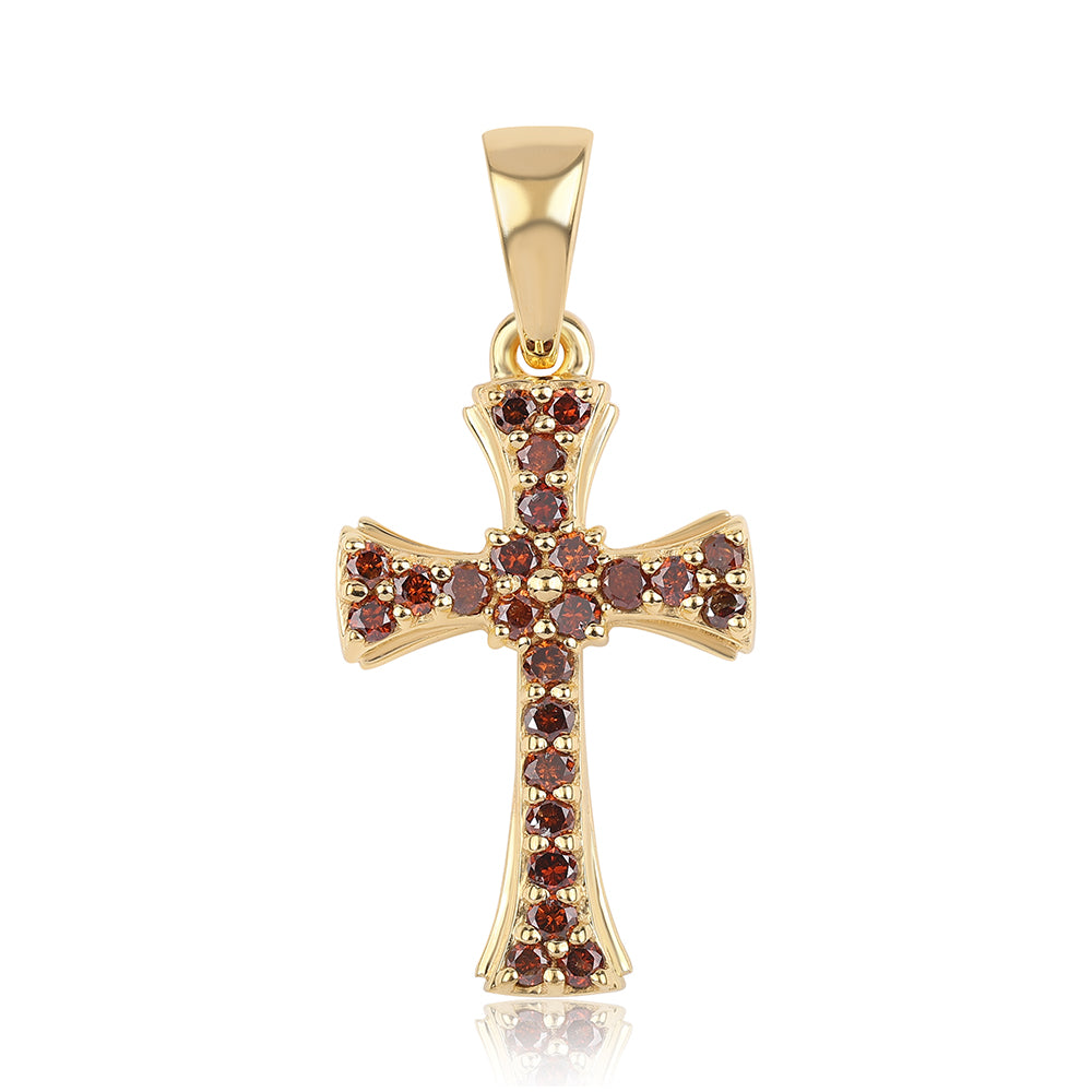 Goldplattierter Silberanhänger mit rotem Diamant