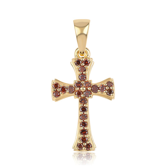 Goldplattierter Silberanhänger mit rotem Diamant