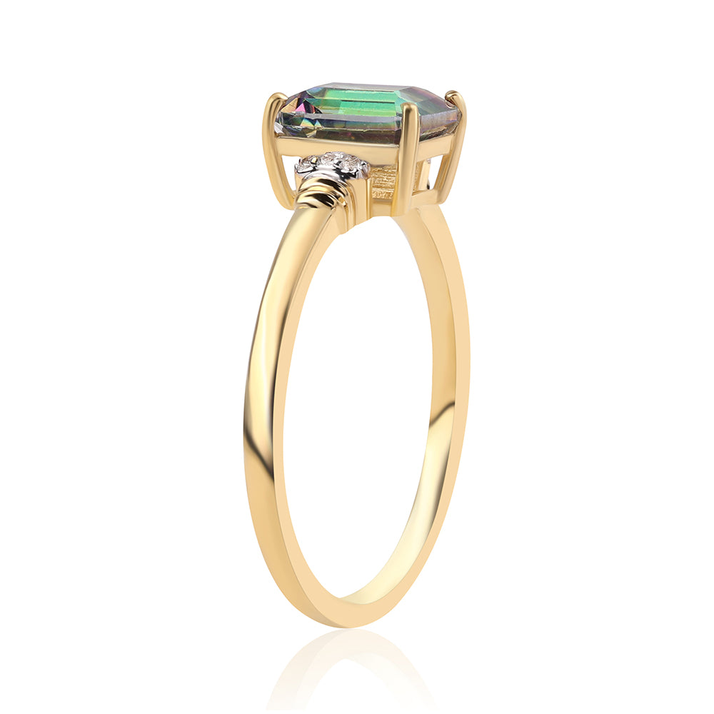 Goldplattierter Silberring mit mystischem Topas und weißem Topas 2 