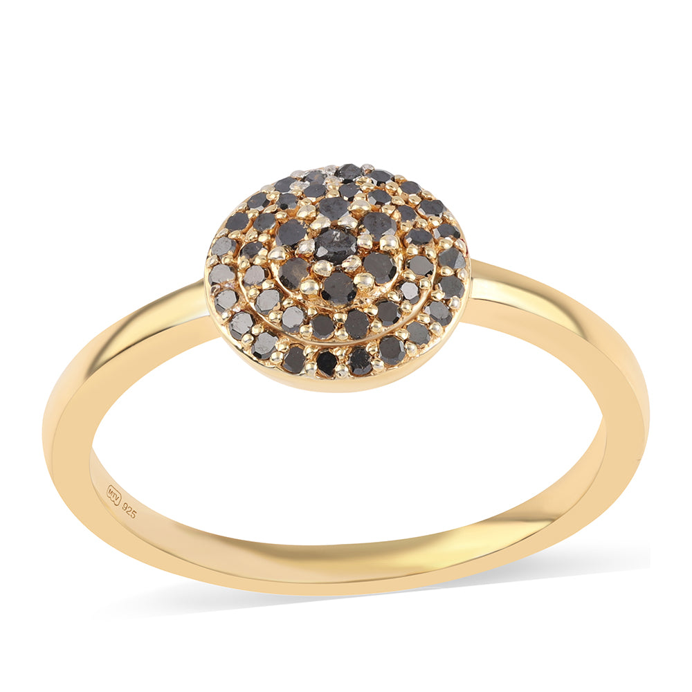 Goldplattierter Silberring mit schwarzem Diamant