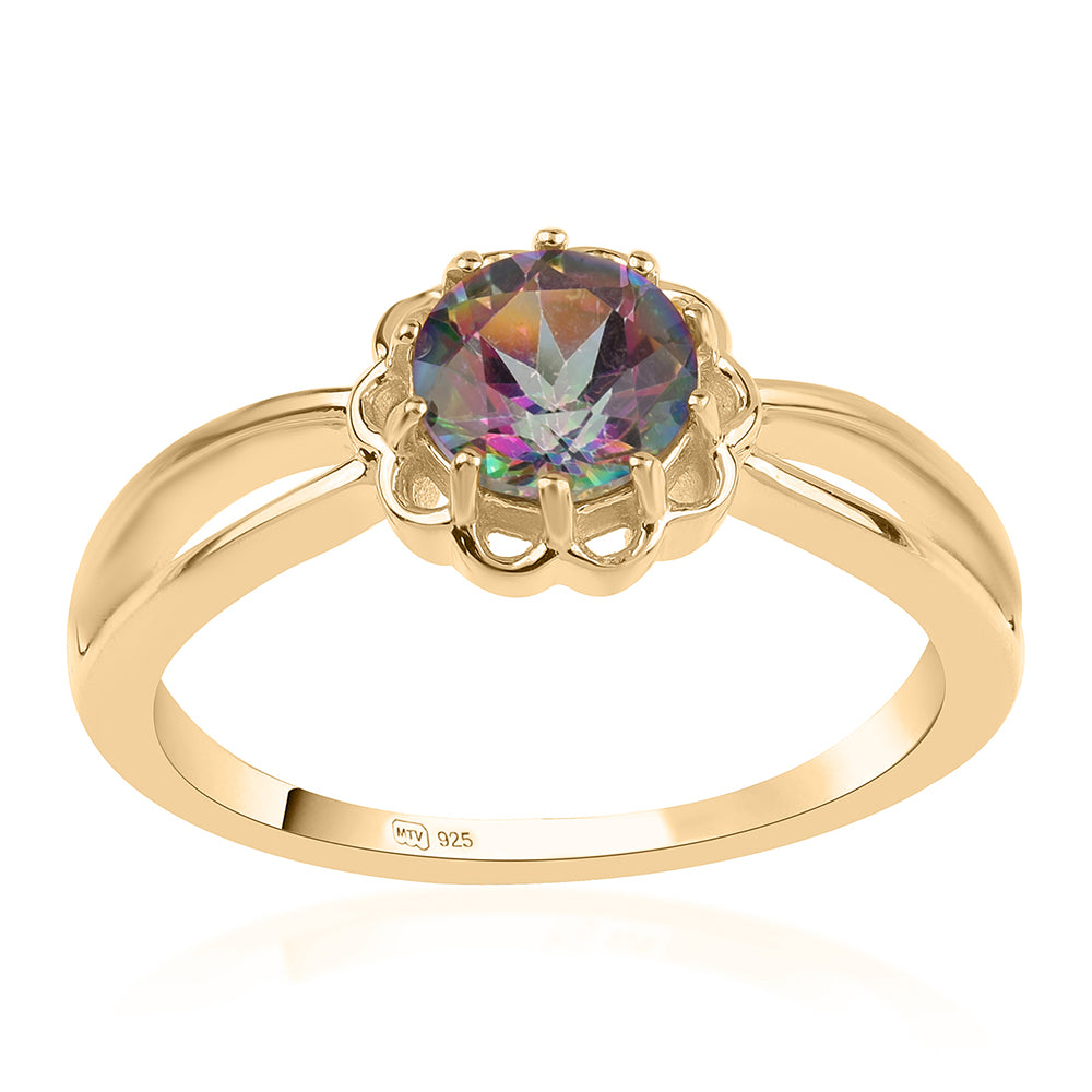 Goldplattierter Silberring mit mystischem Topas