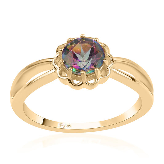 Goldplattierter Silberring mit mystischem Topas