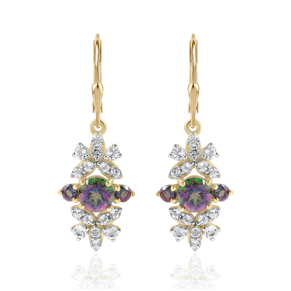 Goldplattierte Silberohrringe mit mystischem Topas