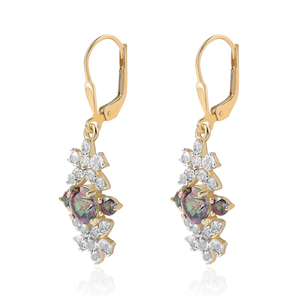 Goldplattierte Silberohrringe mit mystischem Topas