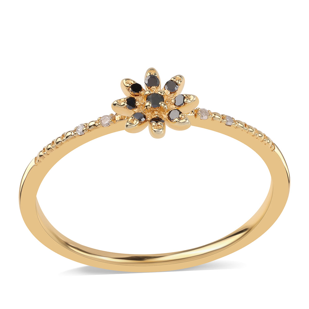 Goldplattierter Silberring mit schwarzem Diamant 1 