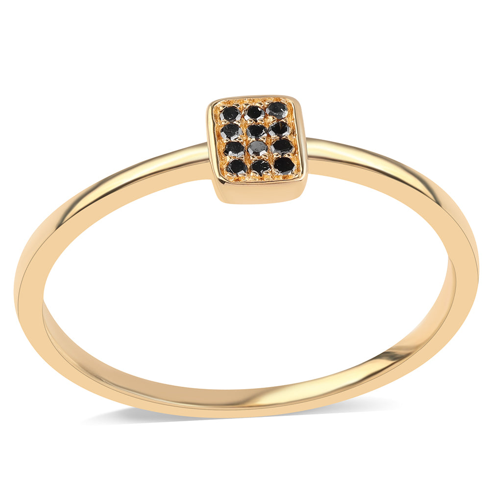 Goldplattierter Silberring mit schwarzem Diamant 1 