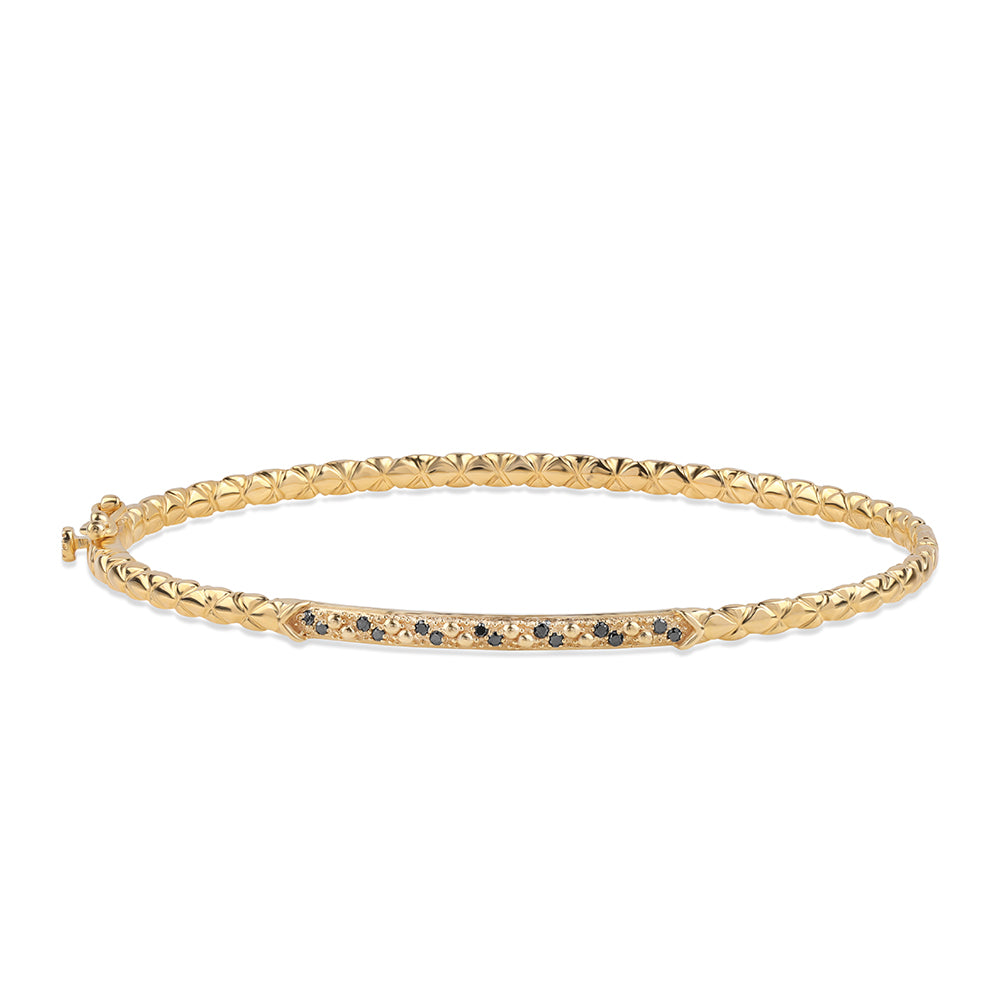 Goldplattiertes Silberarmband mit schwarzem Diamant 1 