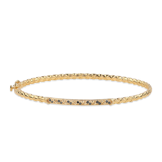 Goldplattiertes Silberarmband mit schwarzem Diamant