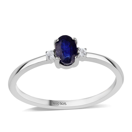 Silberring mit australischem blauem Saphir und weißem Topas