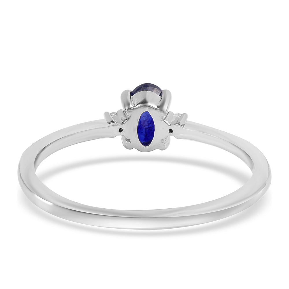 Silberring mit australischem blauem Saphir und weißem Topas 2 