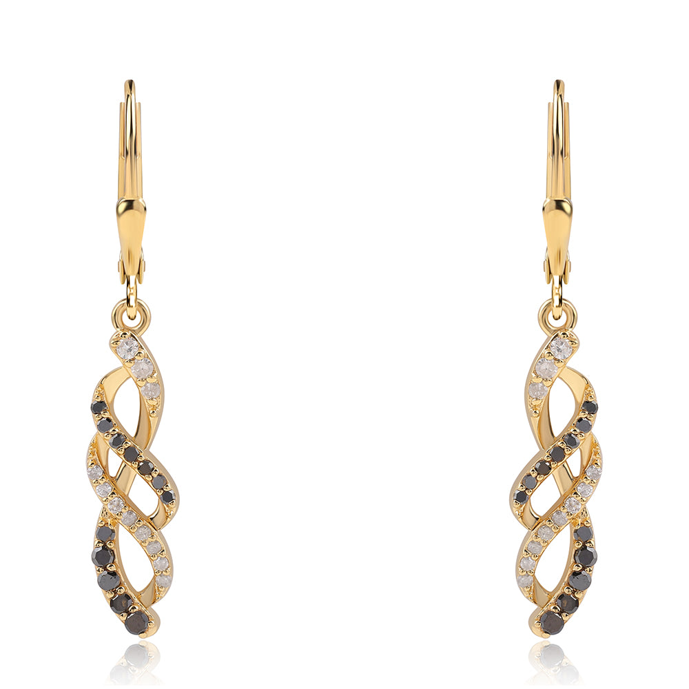 Goldplattierte Silberohrringe mit schwarzem Diamant