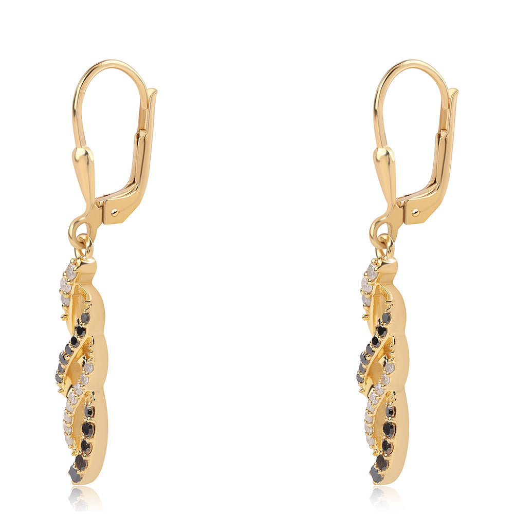 Goldplattierte Silberohrringe mit schwarzem Diamant