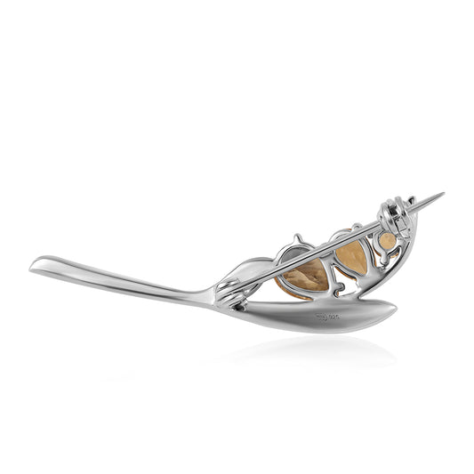 Silberbrosche mit Brasilianischem Zitrin - Klasse AA