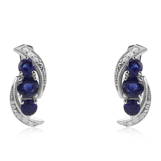 Silberohrringe mit australischem blauem Saphir und weißem Topas
