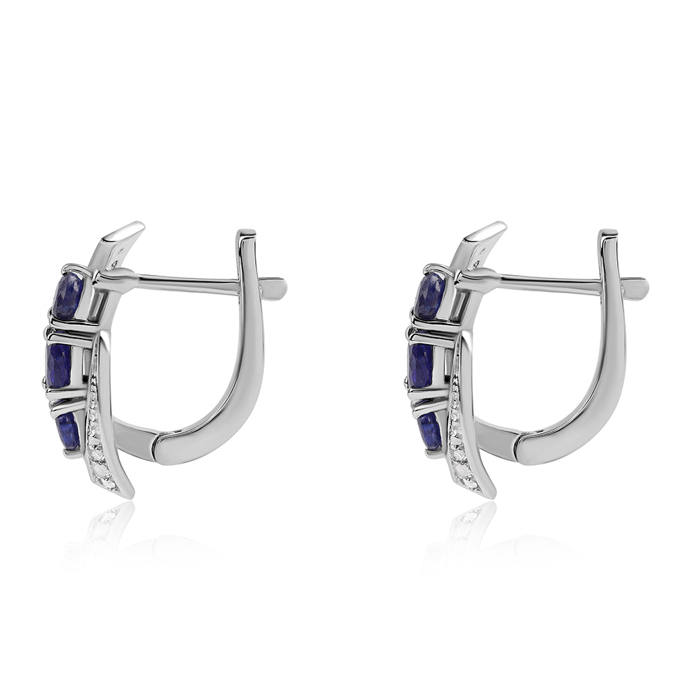 Silberohrringe mit australischem blauem Saphir und weißem Topas 3 