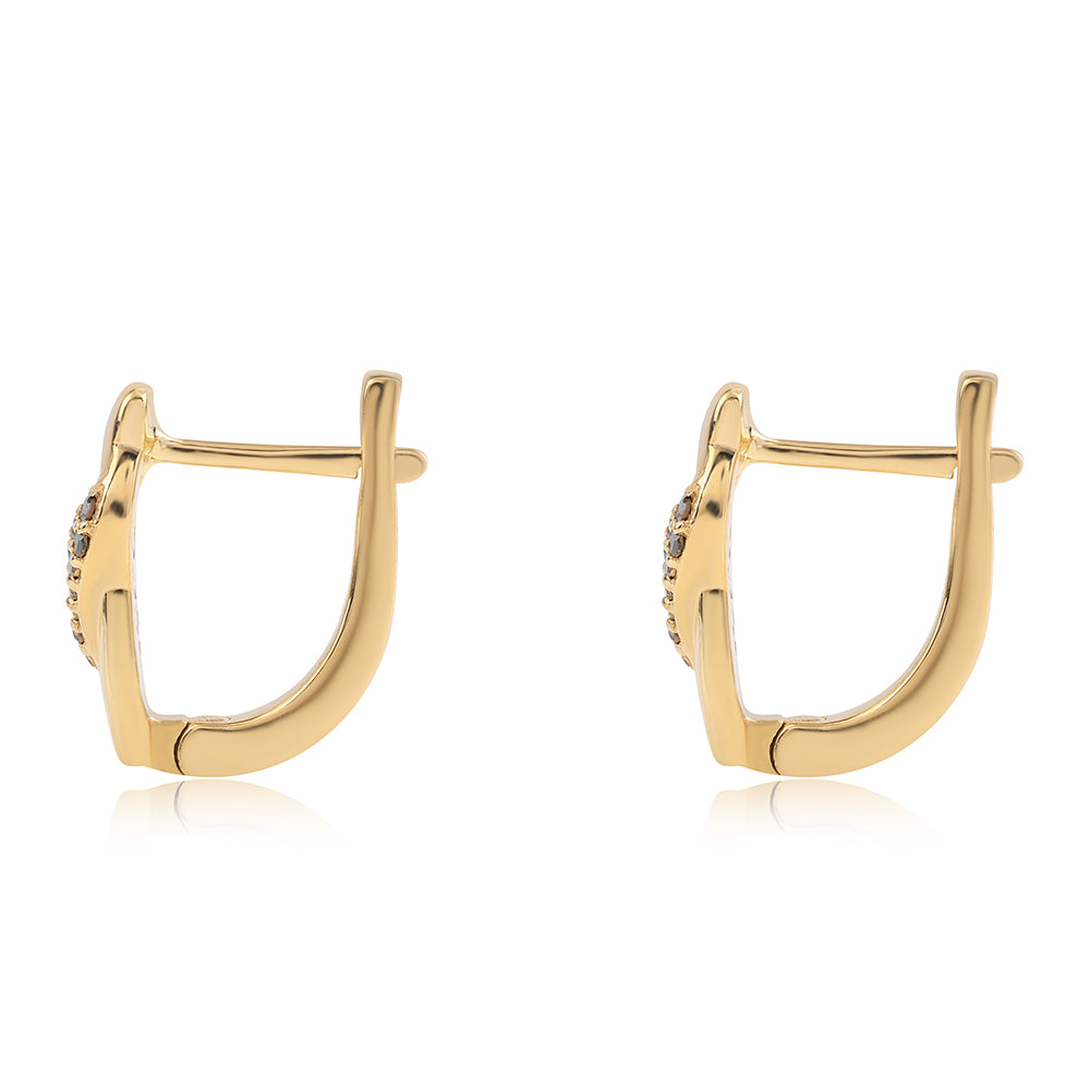 Goldplattierte Silberohrringe mit schwarzem Diamant