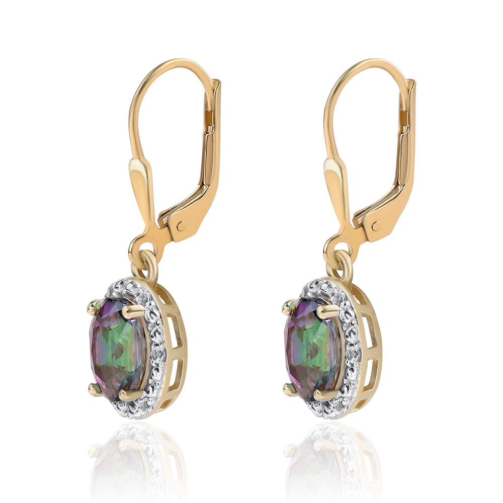 Goldplattierte Silberohrringe mit mystischem Topas und weißem Topas 2 