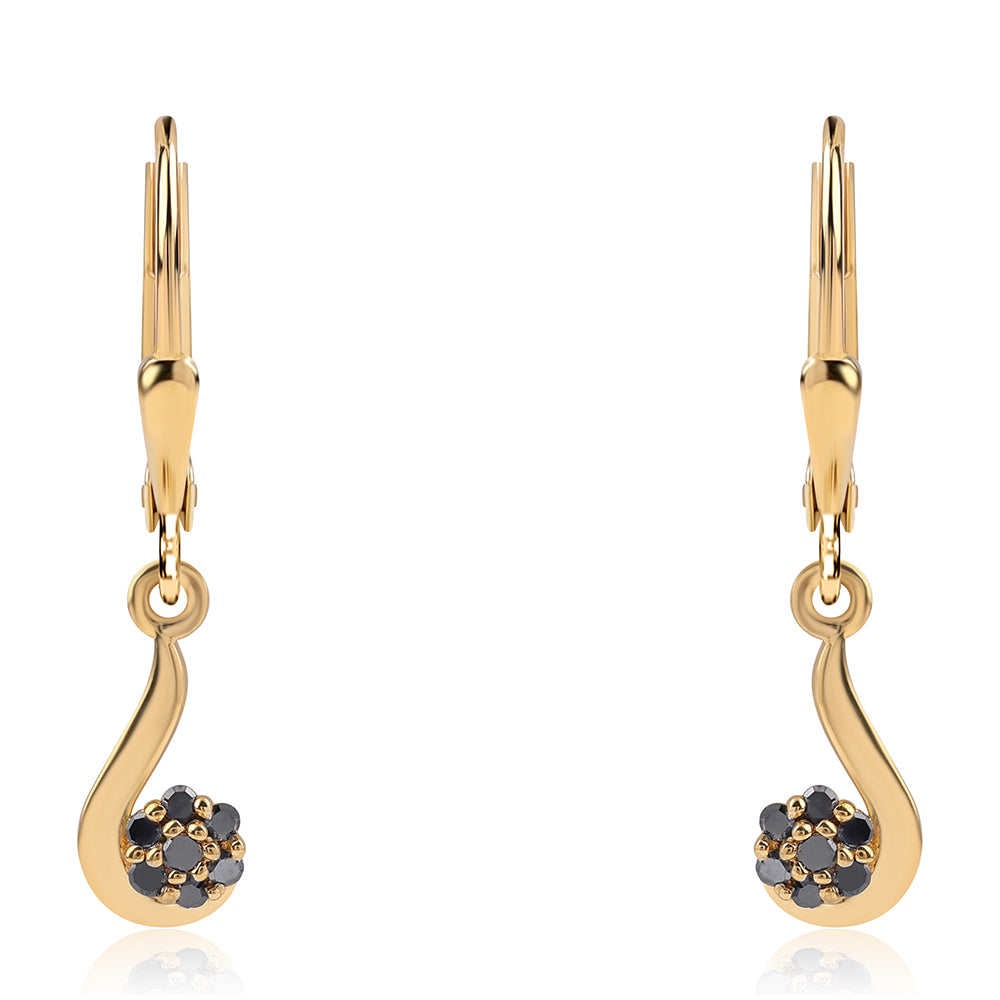 Goldplattierte Silberohrringe mit schwarzem Diamant 2 