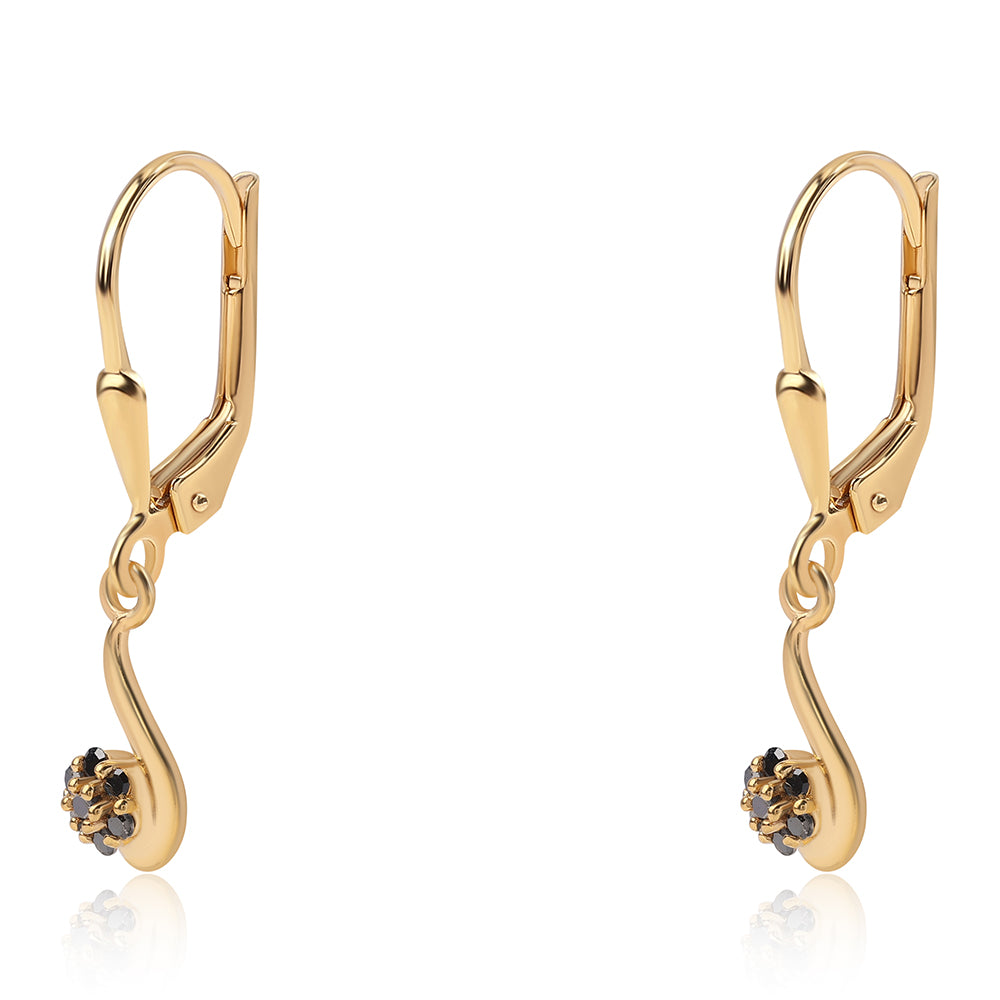 Goldplattierte Silberohrringe mit schwarzem Diamant 1 