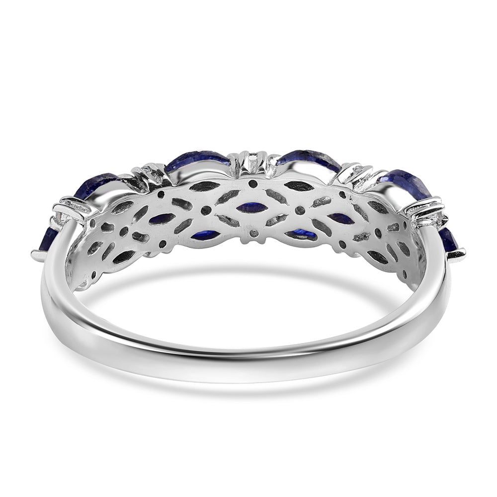 Silberring mit australischem blauem Saphir und weißem Topas