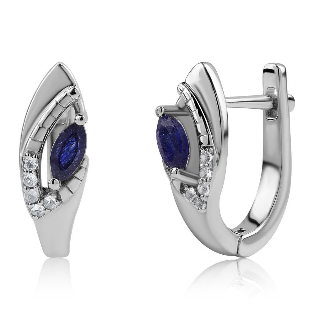 Silberohrringe mit australischem blauem Saphir und weißem Topas 1 