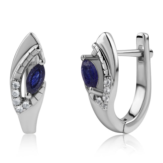 Silberohrringe mit australischem blauem Saphir und weißem Topas