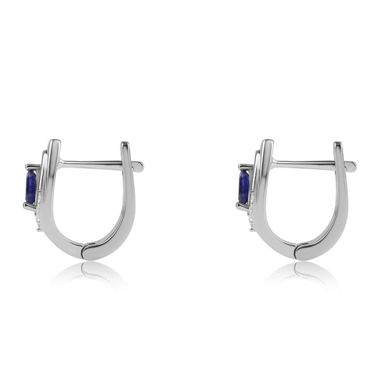 Silberohrringe mit australischem blauem Saphir und weißem Topas