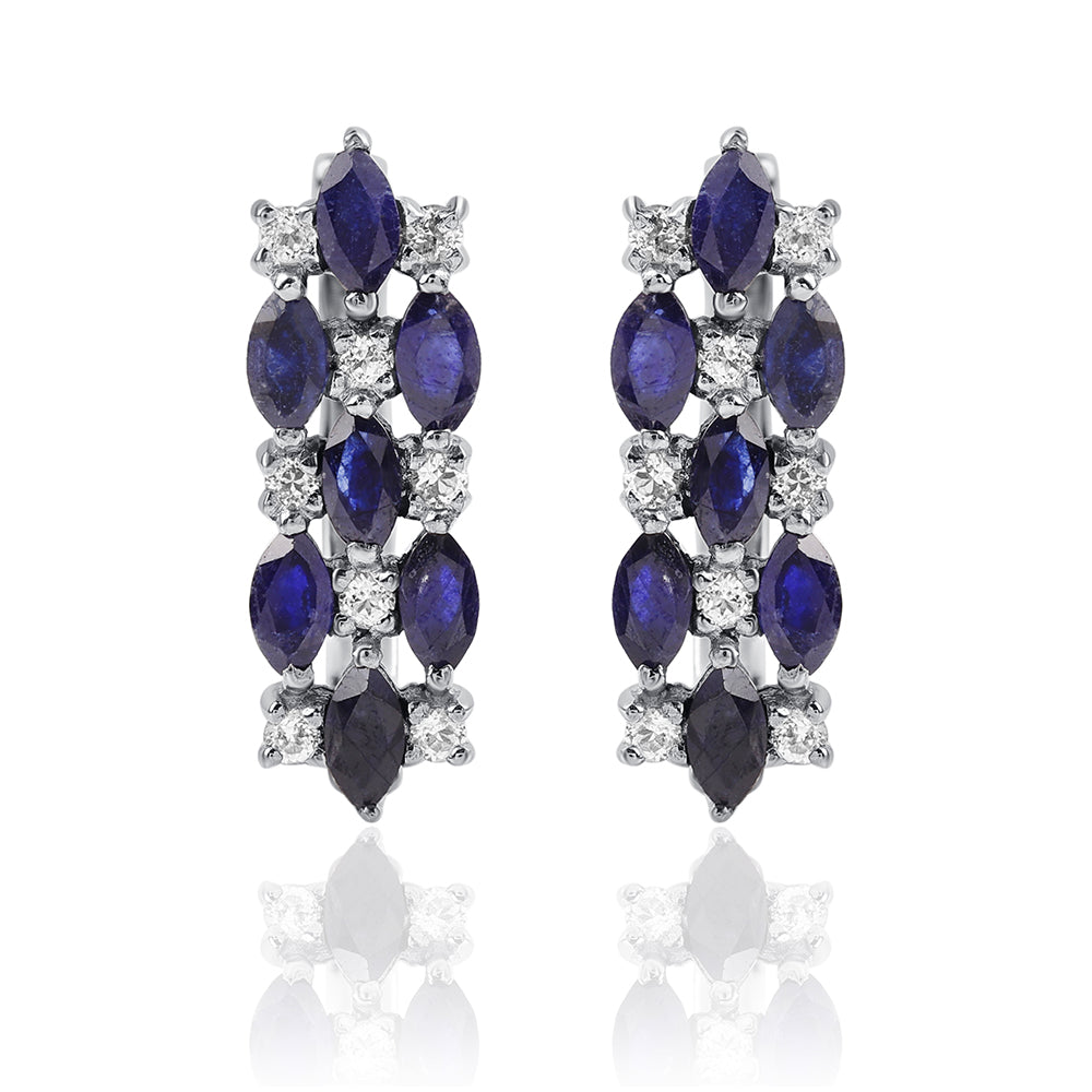 Silberohrringe mit australischem blauem Saphir und weißem Topas 1 