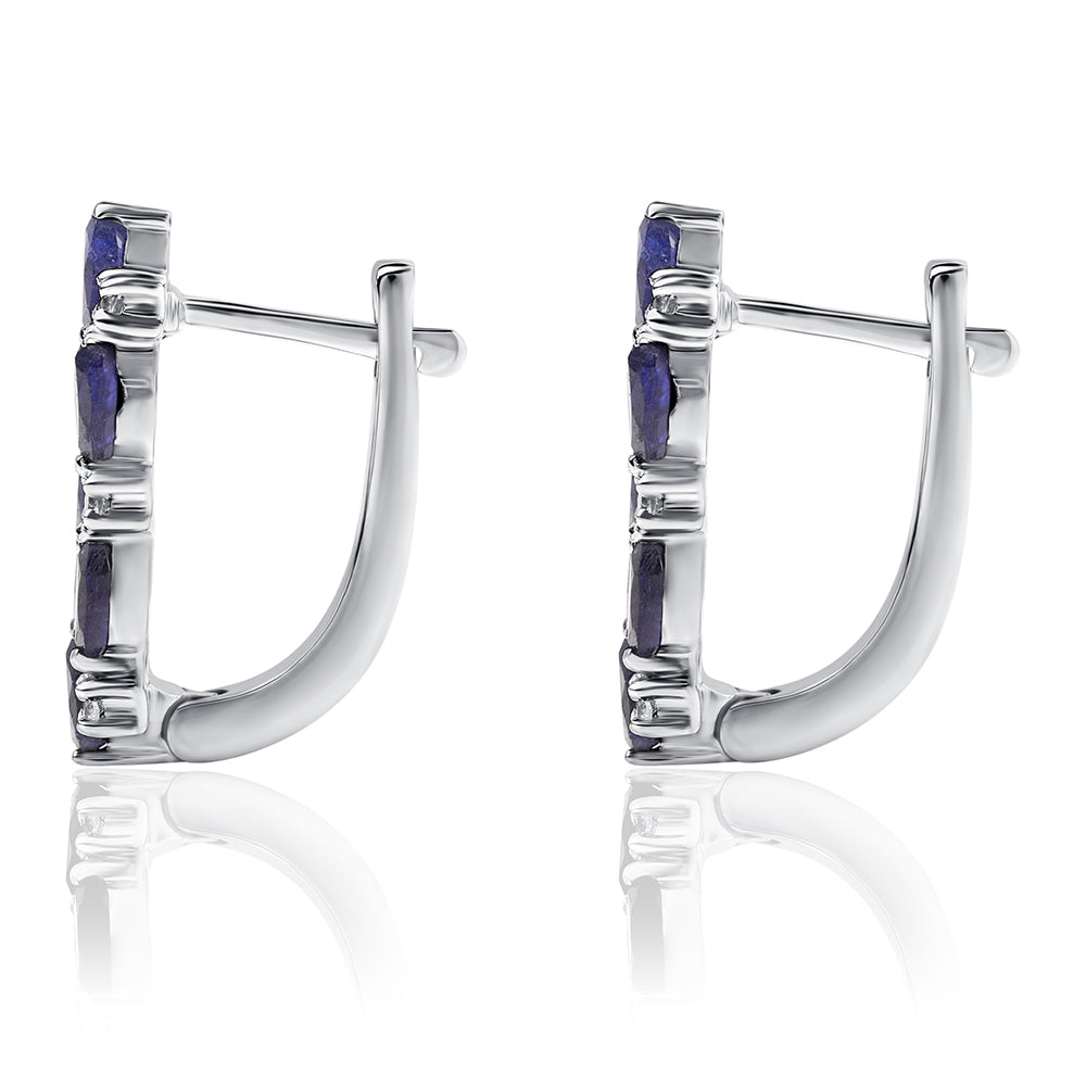 Silberohrringe mit australischem blauem Saphir und weißem Topas 2 