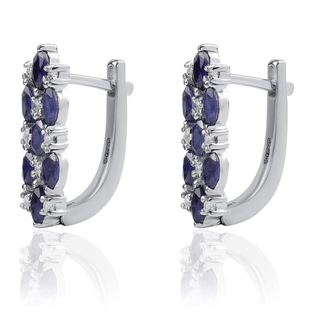 Silberohrringe mit australischem blauem Saphir und weißem Topas 3 