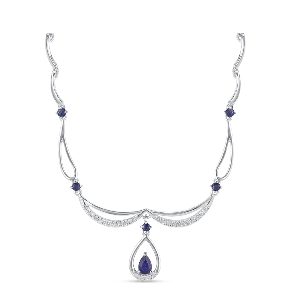 Silberhalskette mit australischem blauem Saphir 1 