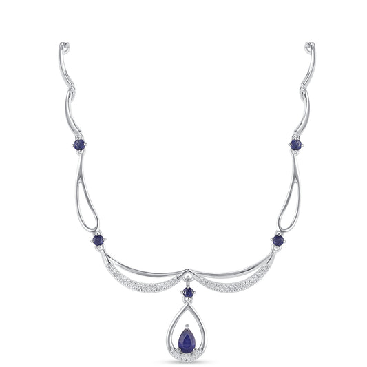 Silberhalskette mit australischem blauem Saphir