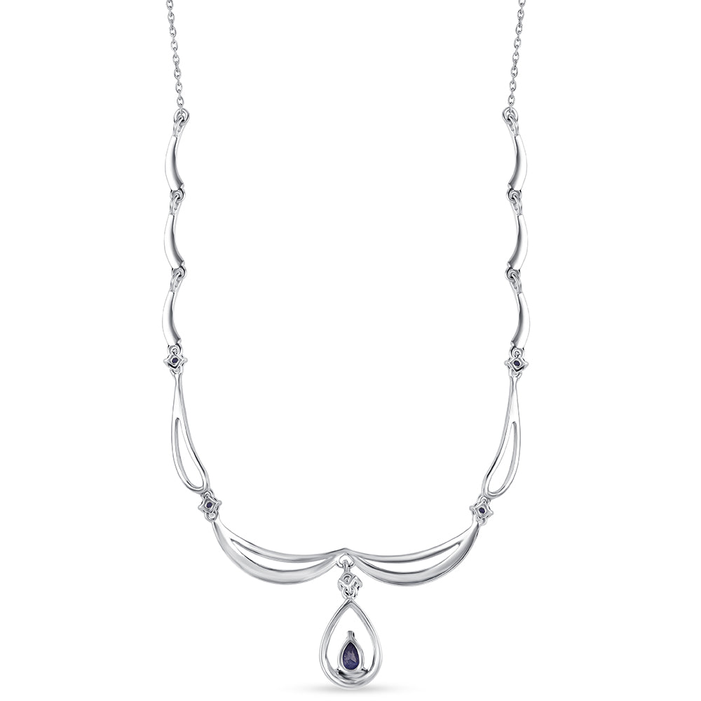 Silberhalskette mit australischem blauem Saphir 2 