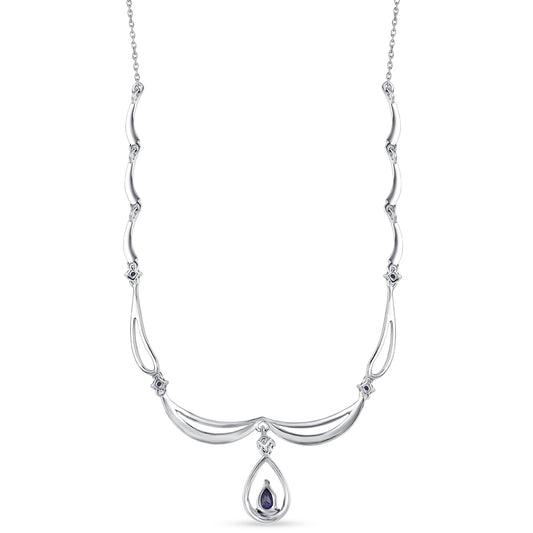 Silberhalskette mit australischem blauem Saphir