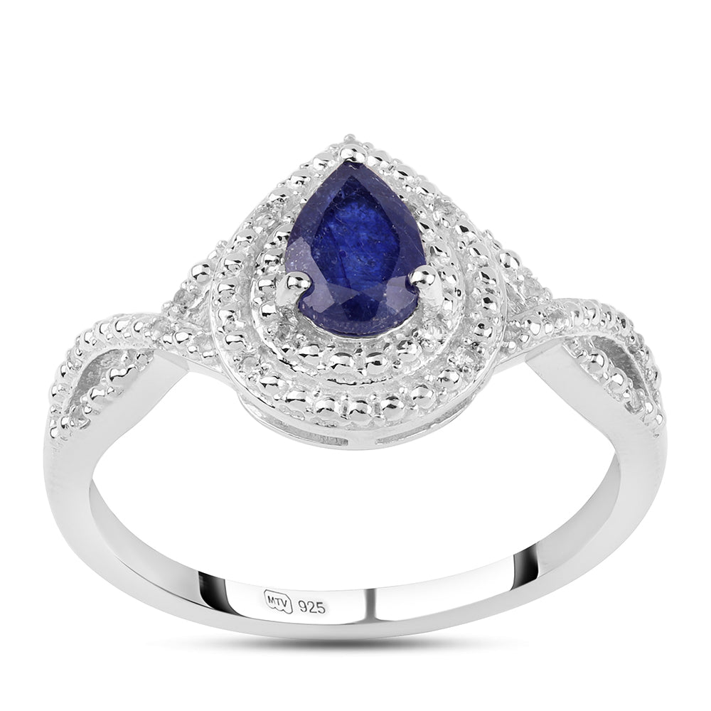 Silberring mit australischem blauem Saphir und weißem Topas 1 