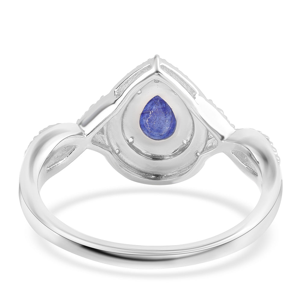 Silberring mit australischem blauem Saphir und weißem Topas 2 