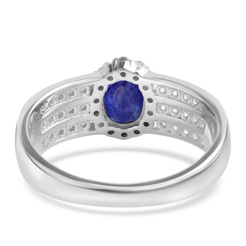 Silberring mit australischem blauem Saphir und weißem Topas 2 
