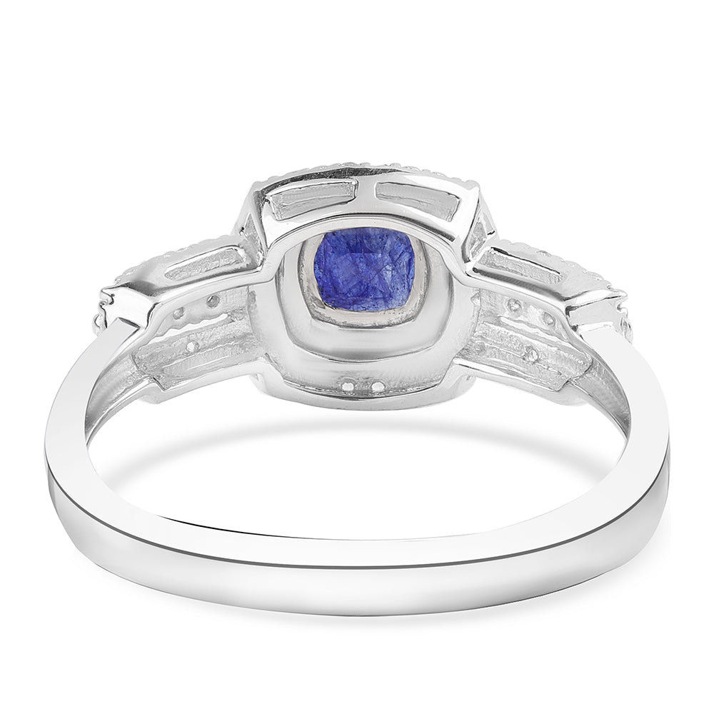 Silberring mit australischem blauem Saphir und weißem Topas 2 