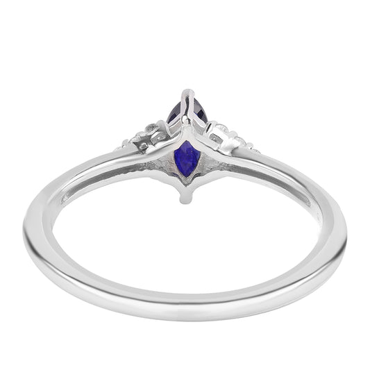 Silberring mit australischem blauem Saphir und weißem Topas